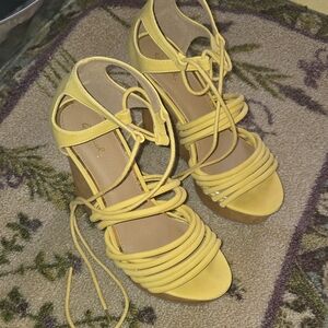 Cupid Yellow Strappy Wedges